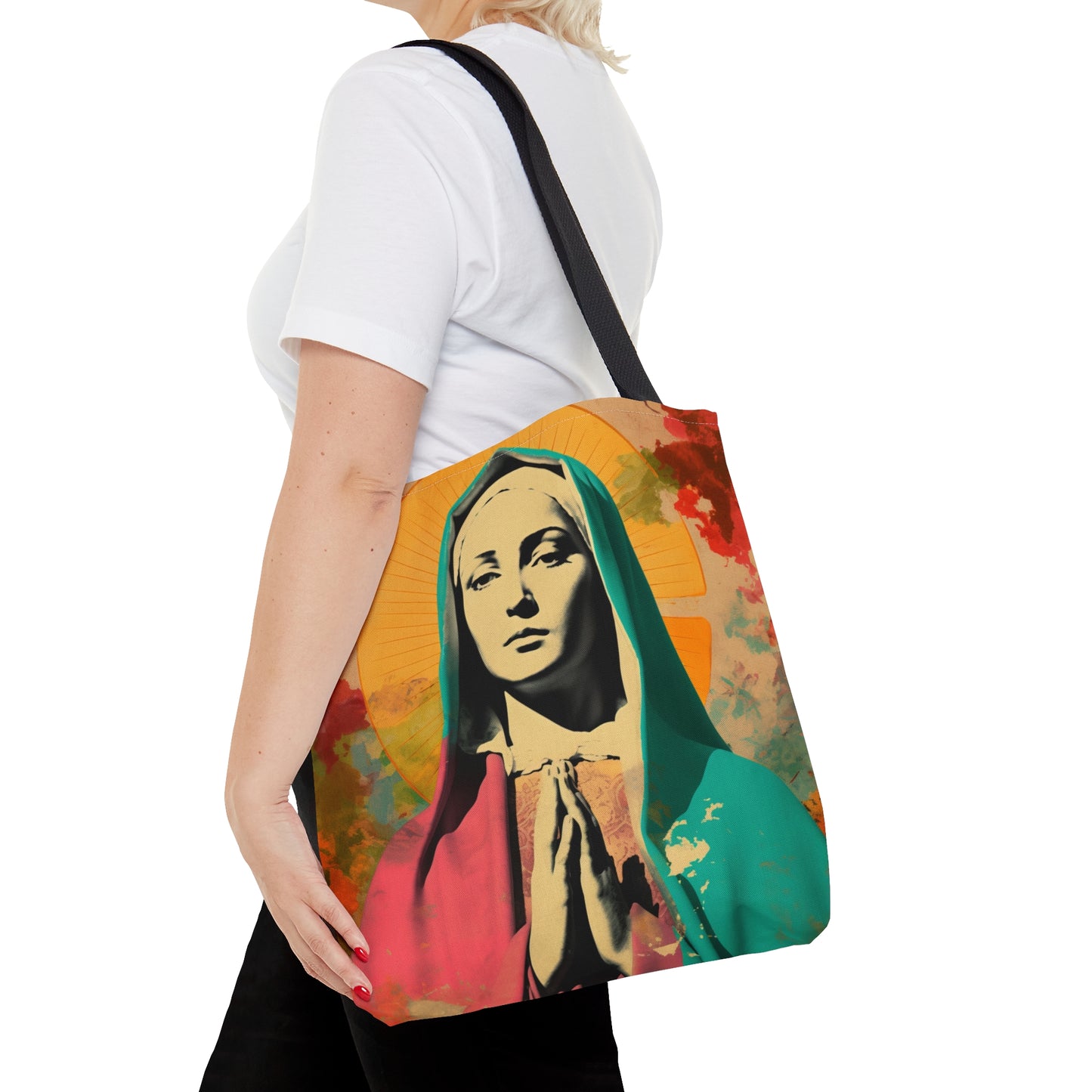 Mary Mother of God Tote Bag - Catholic faith inspired carry-all purse - day to day bag - Mary the Blessed Virgin - Double Sided