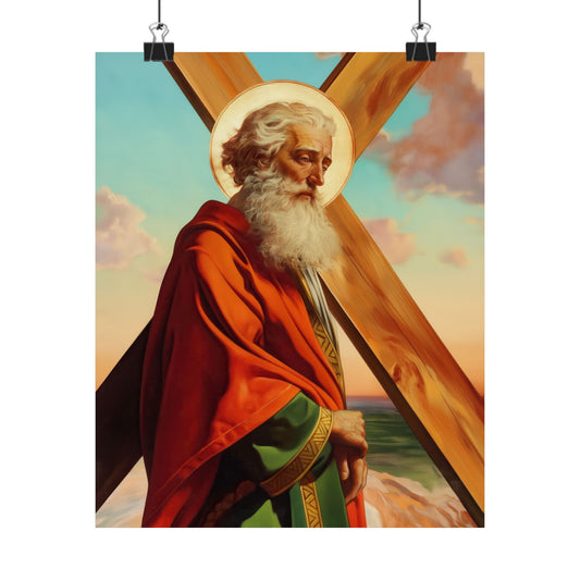 Saint Andrew the Apostle - Sanctified Souls Print - Multiple Sizes - Premium Posters - Catholic Art - Christian Home Decor Artwork