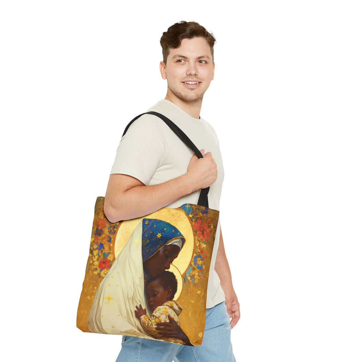 Queen of Peace and Love- Our Lady of Kibeho's Message Tote Bag - Large Medium Small Faith Art Bag - Catholic Faith Purse - Religious