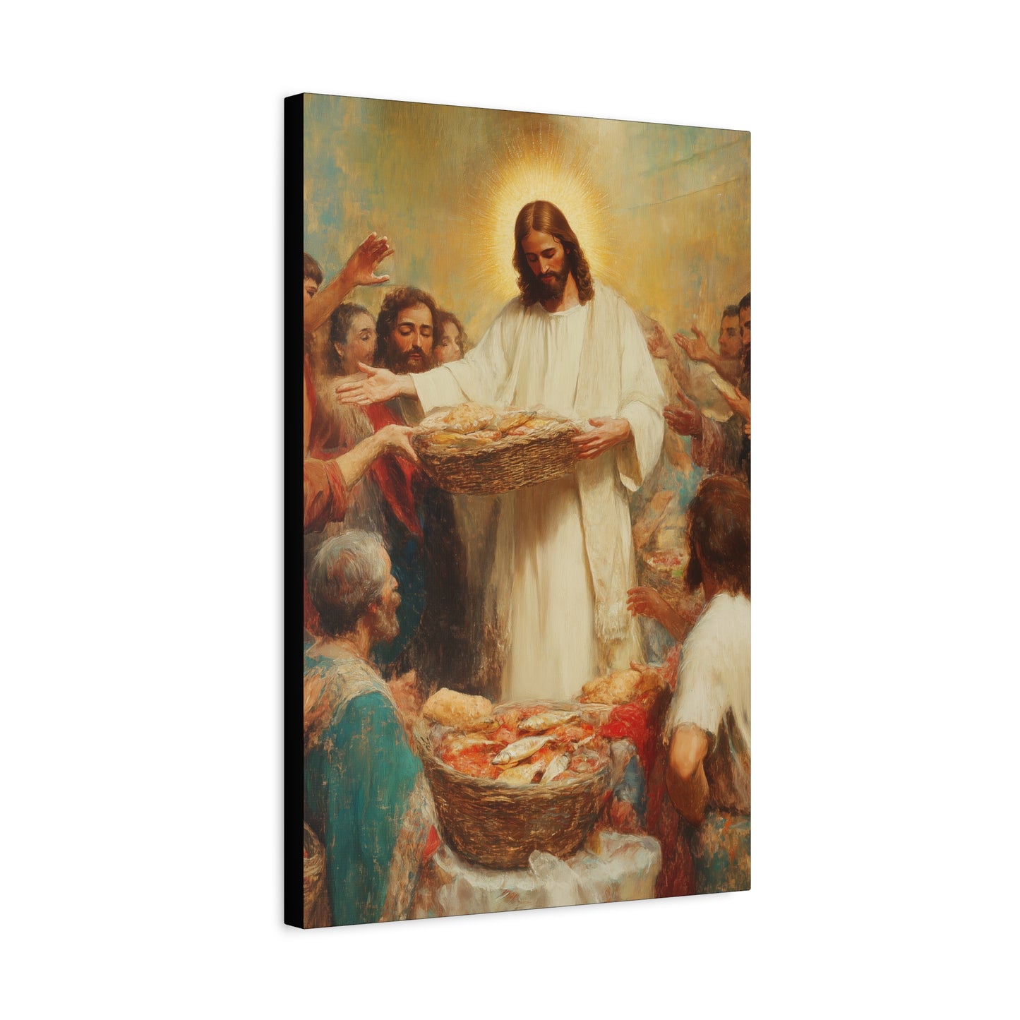 The Quiet Multiplication of Love : Loaves and Fishes - Gallery Wrapped Canvas - Print - Religious Art for your Home - Catholic Art
