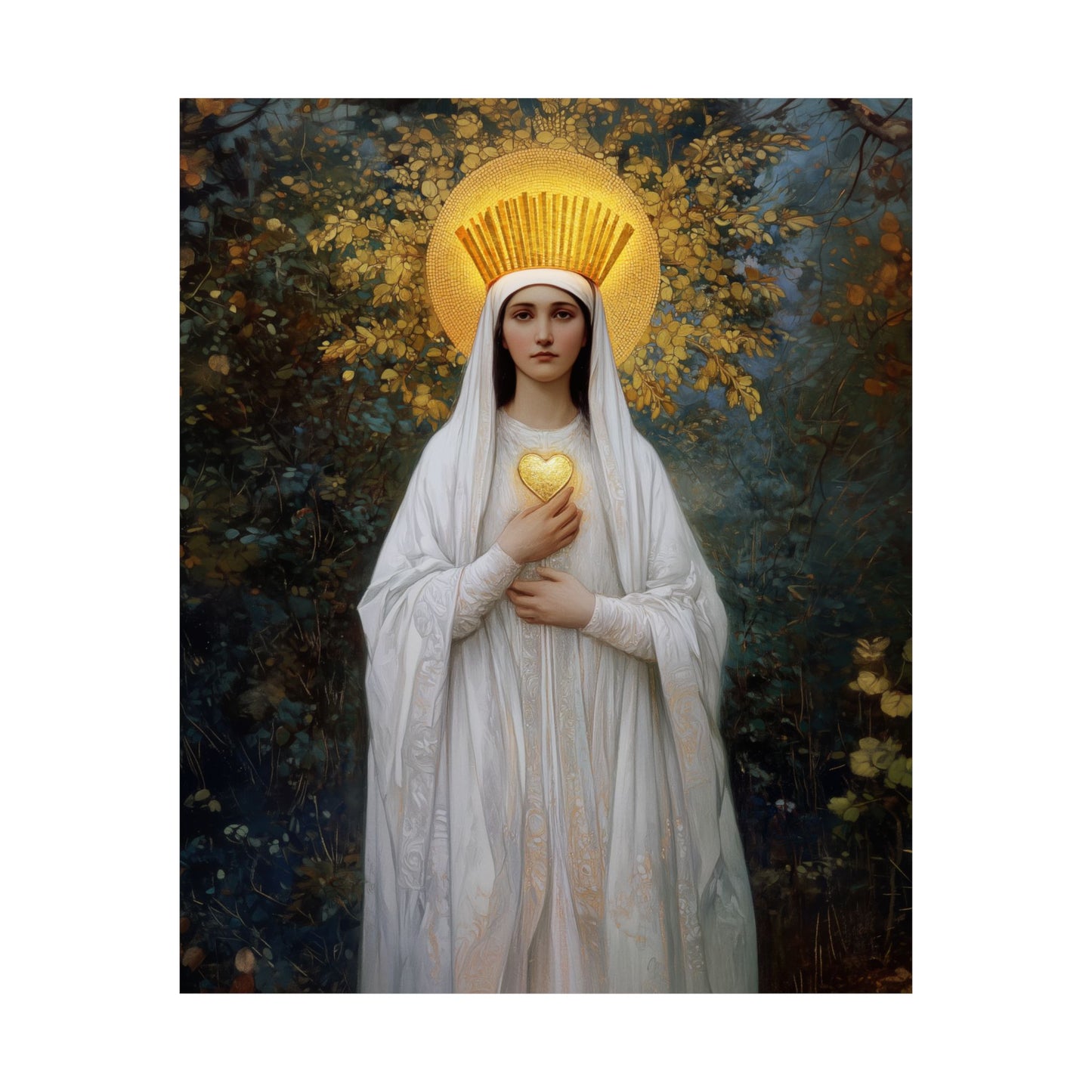 Our Lady of Beauraing - Our Lady of the Golden Heart - Marian Art - Sanctified Souls Print - Multiple Sizes - Premium Vertical Posters