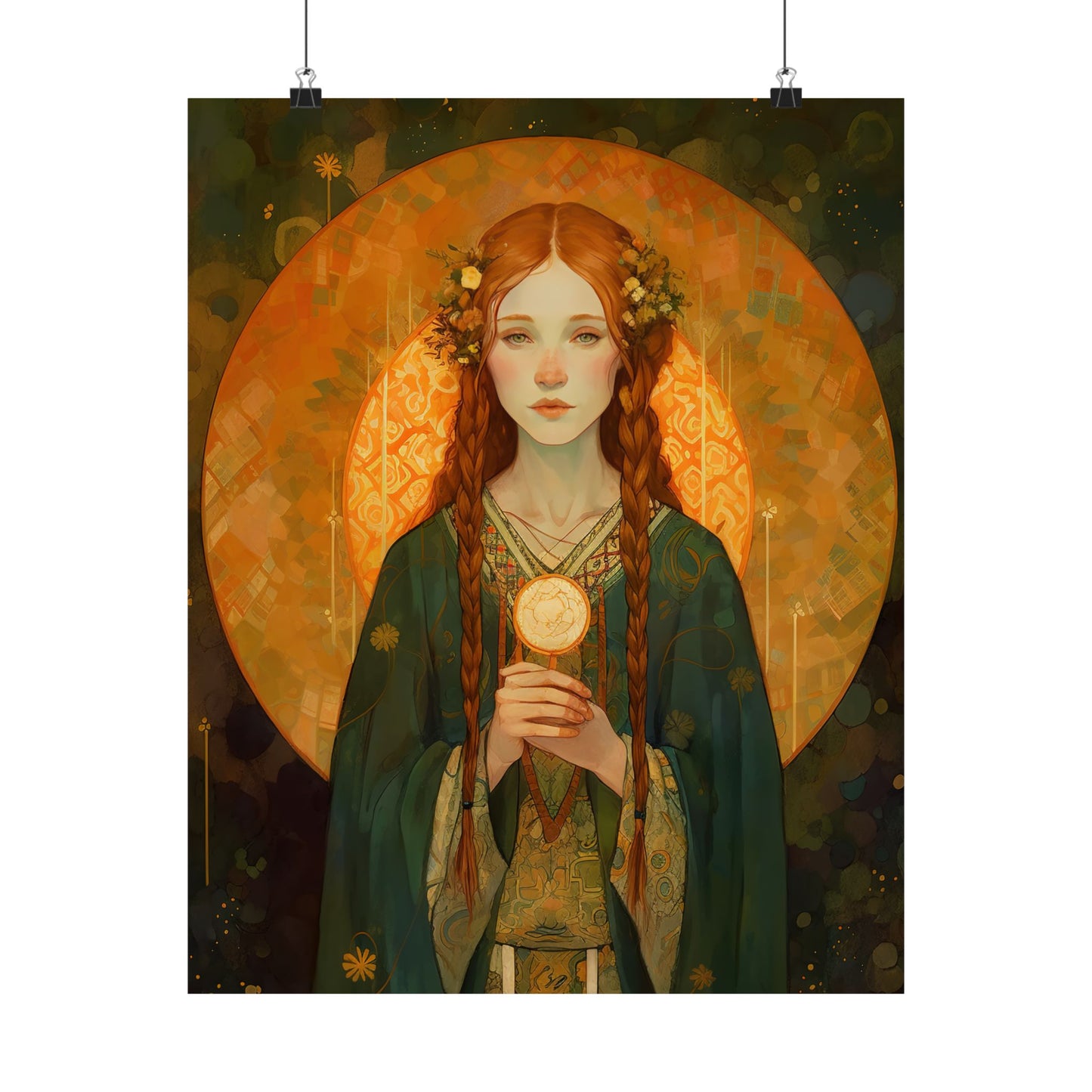 Saint Brigid of Ireland - Sanctified Souls Print - Multiple Sizes - Premium Matte Vertical Posters