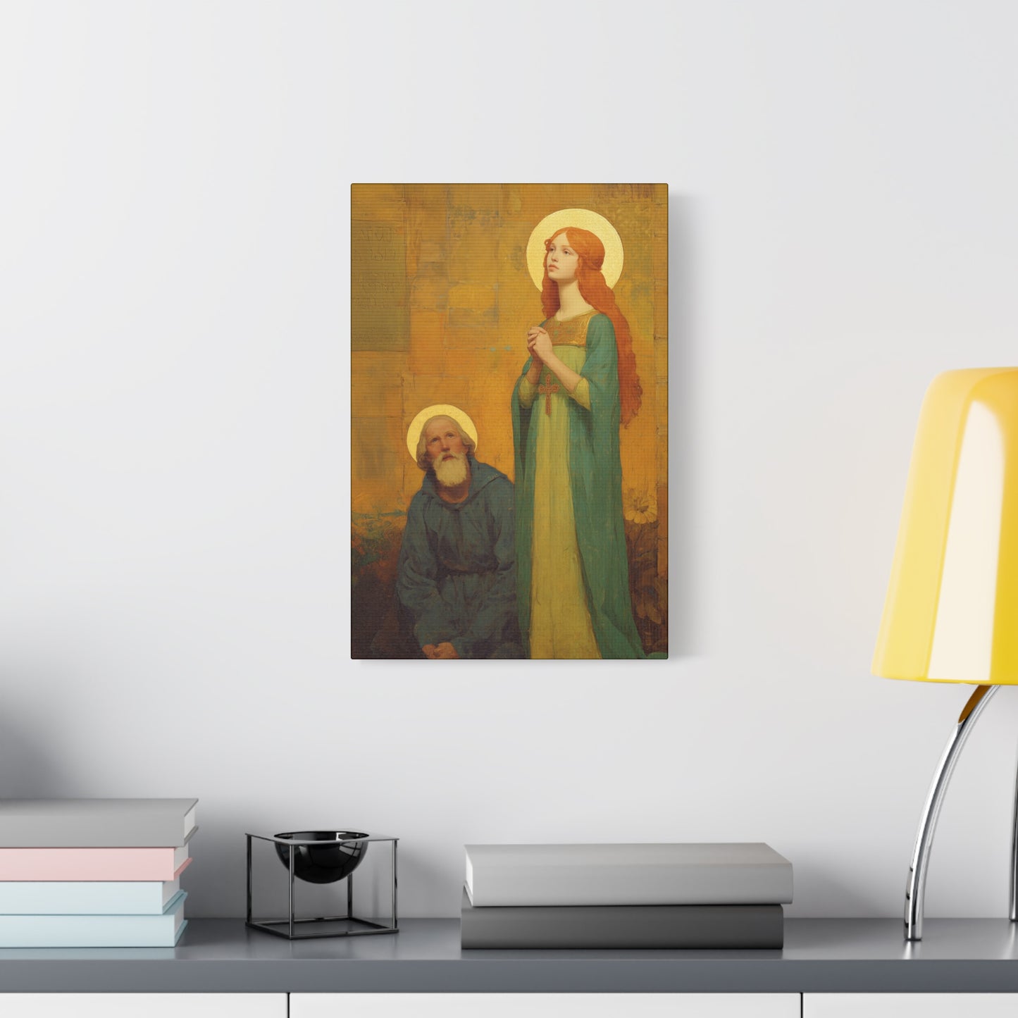 Saints Justina and Cyprian - Multiple Sizes - Catholic Home art - Museum Wrapped Canvas - Sanctified Souls Print - Catholic Martyr Art