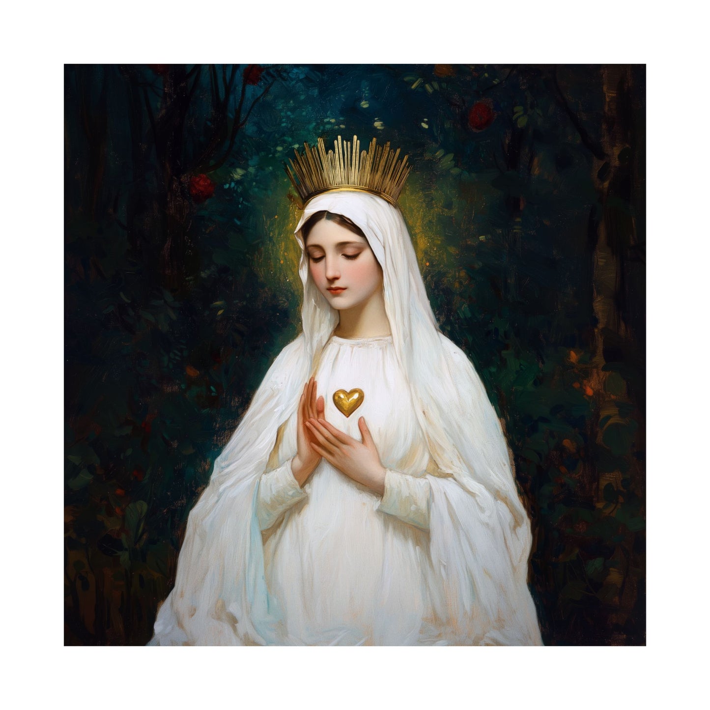 Our Lady of Beauraing - Our Lady of the Golden Heart - Marian Art - Sanctified Souls Print - Multiple Sizes - Premium Vertical Posters