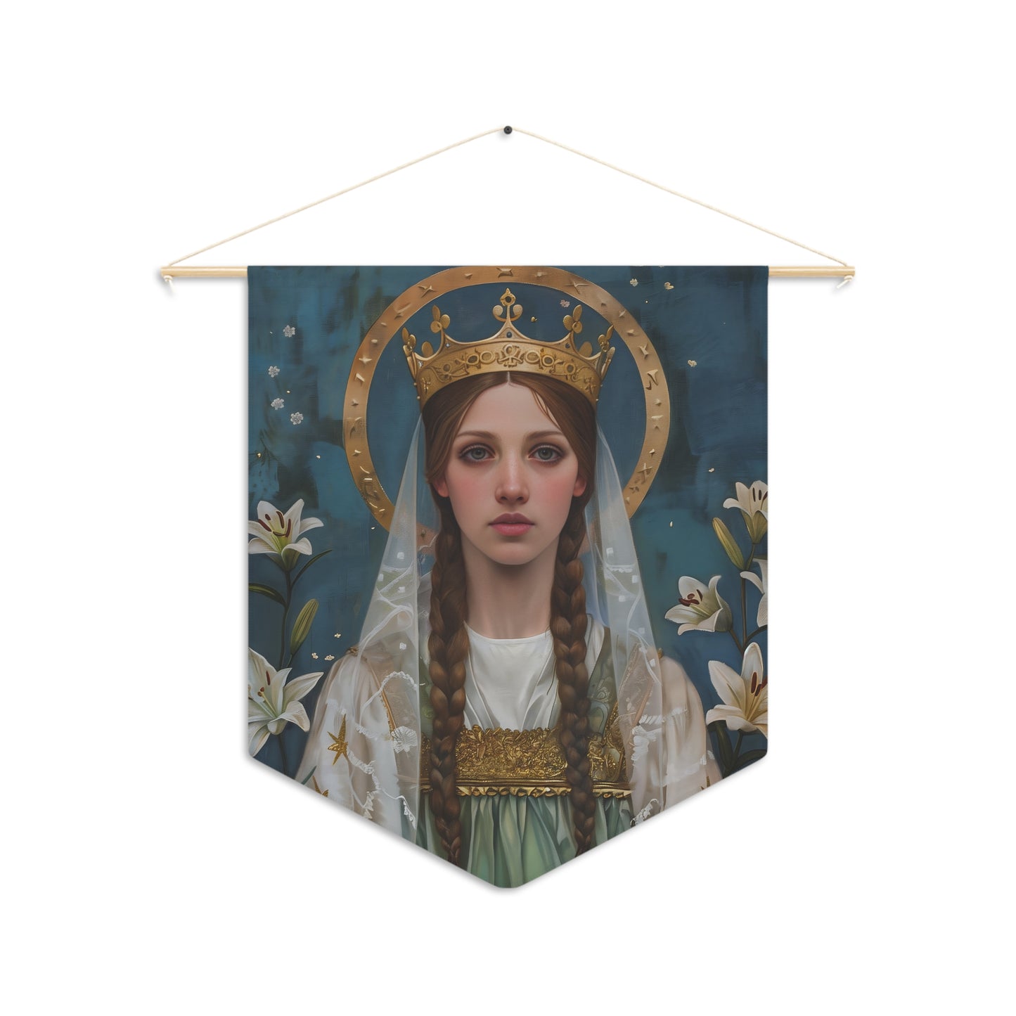 Saint Isabel of France Wall Banner / Wall Hanging - Prayer room art - Catholic Home Art - Large Saint Art - 18" x 21"