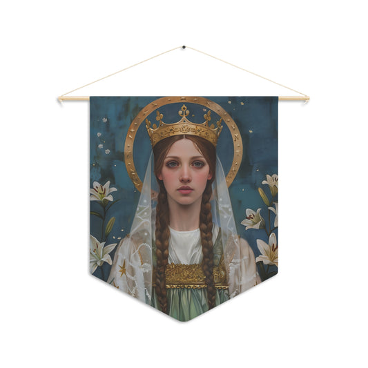 Saint Isabel of France Wall Banner / Wall Hanging - Prayer room art - Catholic Home Art - Large Saint Art - 18" x 21"