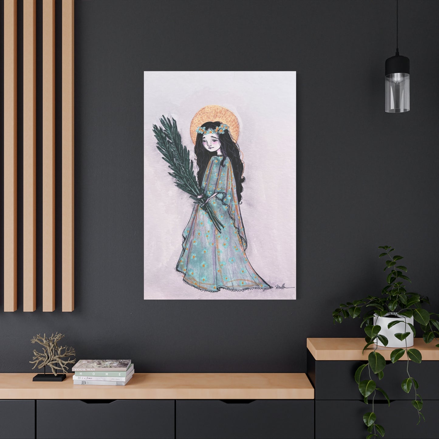 Saint Faith Canvas Print - Hand-Drawn Art - Catholic Print | Faith Hope and Charity Sacred Art | Sanctified Solocosmo Religious Artwork