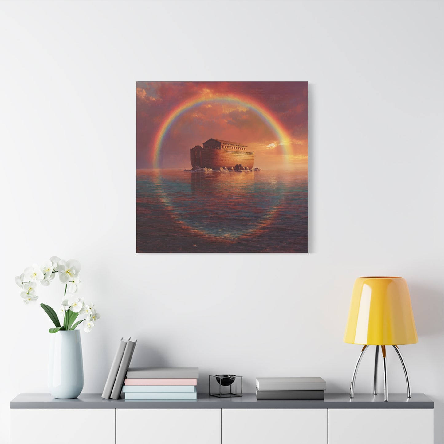 Sheltered Beneath the Covenant Sky - Noah's Ark - Gallery Wrapped Canvas - Print - Religious Art for your Home - Catholic