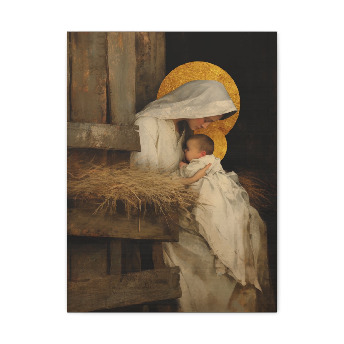 Our Lady of the Manger - Mother Mary and the Christ Child - Gallery Wrapped Canvas - Print - Religious Art for your Home - Catholic