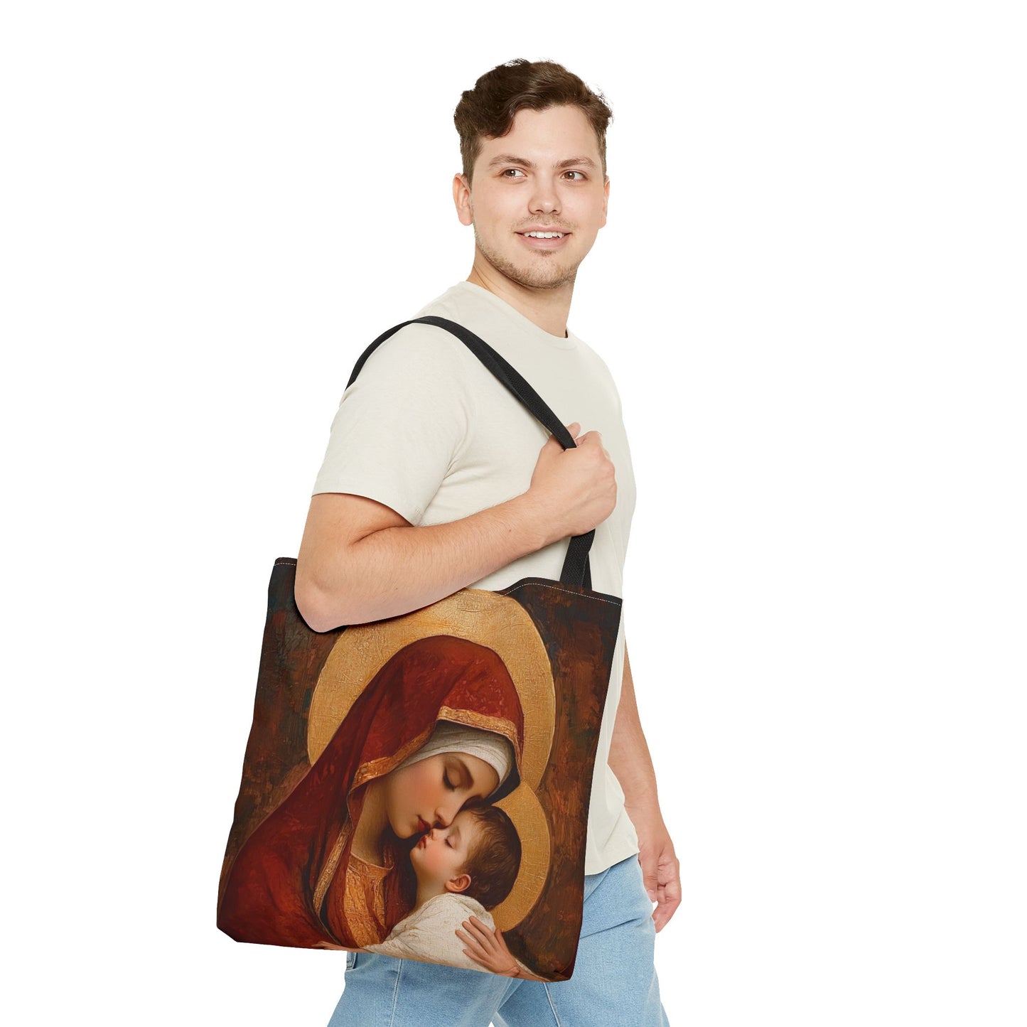 Our Lady of Tenderness - Mother Mary and the Christ Child - Marian Art - Tote Bag - Large Medium Small Faith Art Bag - Tote Purse