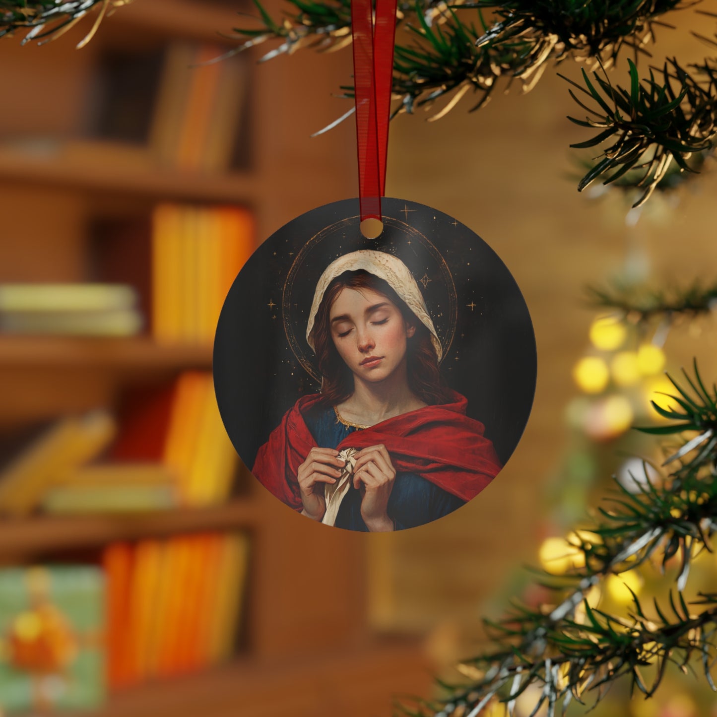 Mary Undoer of Knots - Mother Mary  - Untier of Knots - Marian Art - Metal Ornament - Religious Holiday Christmas Ornament