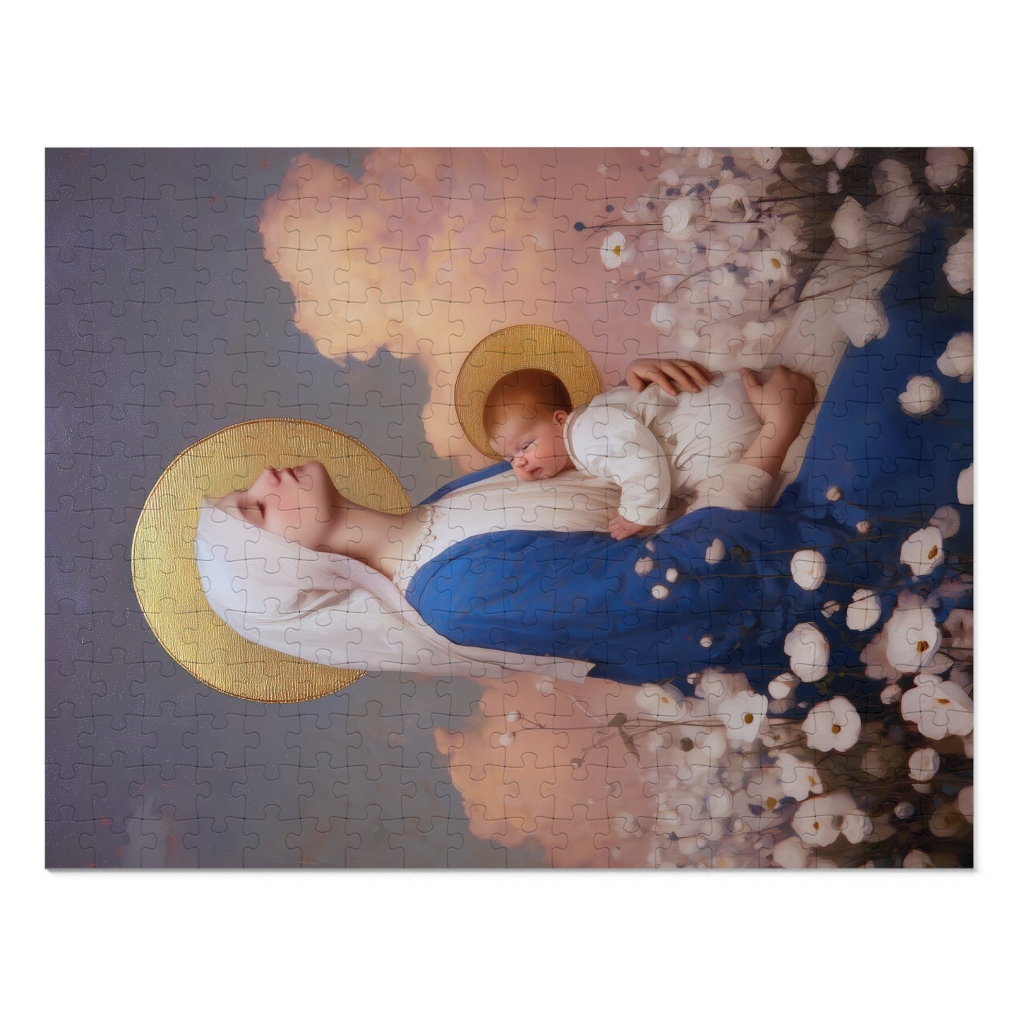 Our Lady Among the Flowers - Puzzle and Tin - Religious Jigsaw Puzzle (30, 110, 252, 500,1000) - Gift Catholic Families - Catholic Christmas