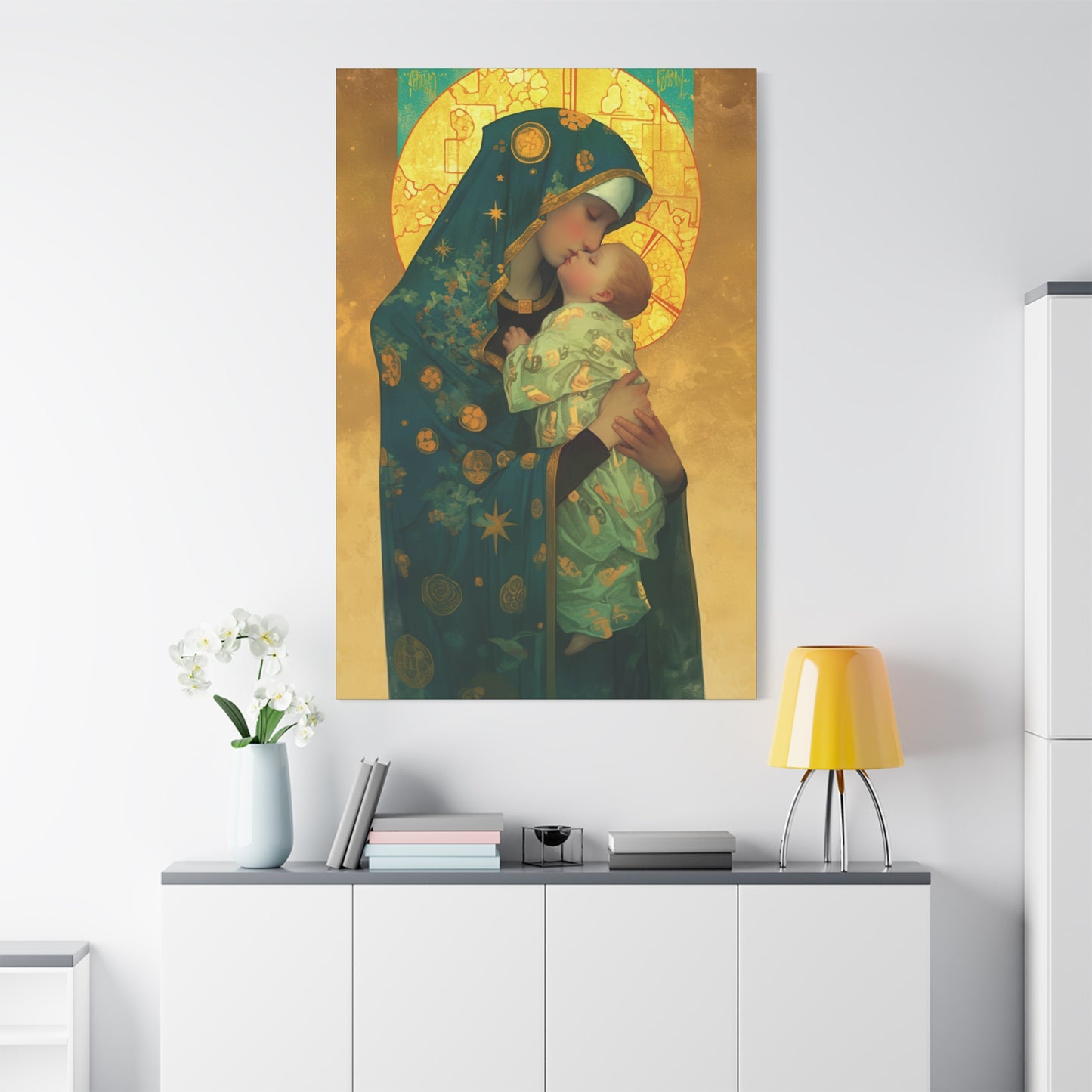 Peaceful Refuge - Mary and the Christ Child - Museum Wrapped Canvas - Print - Religious Art for your Home - Catholic Saint Art