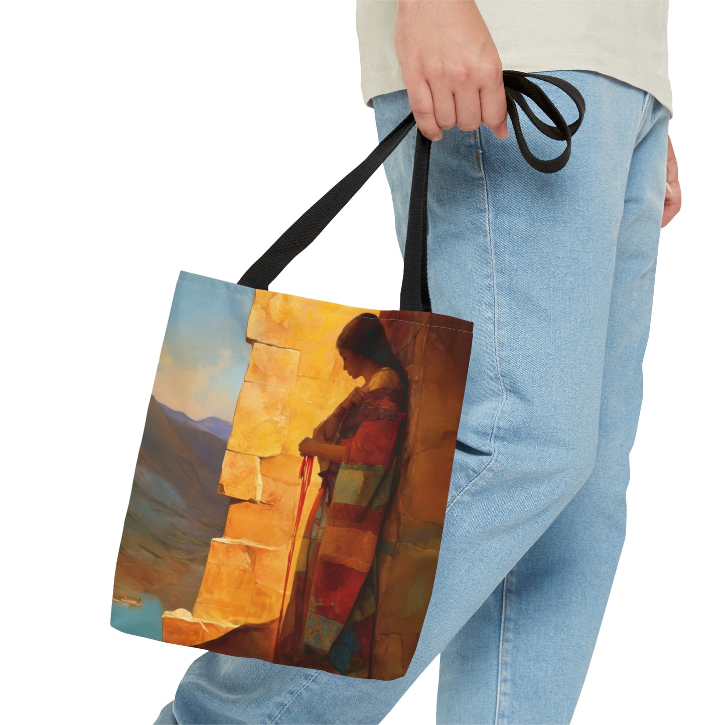 A Thread Through the Line of Christ - Rahab - Tote Bag - Large Medium Small Faith Art Bag - Catholic Faith Purse - Double Sided