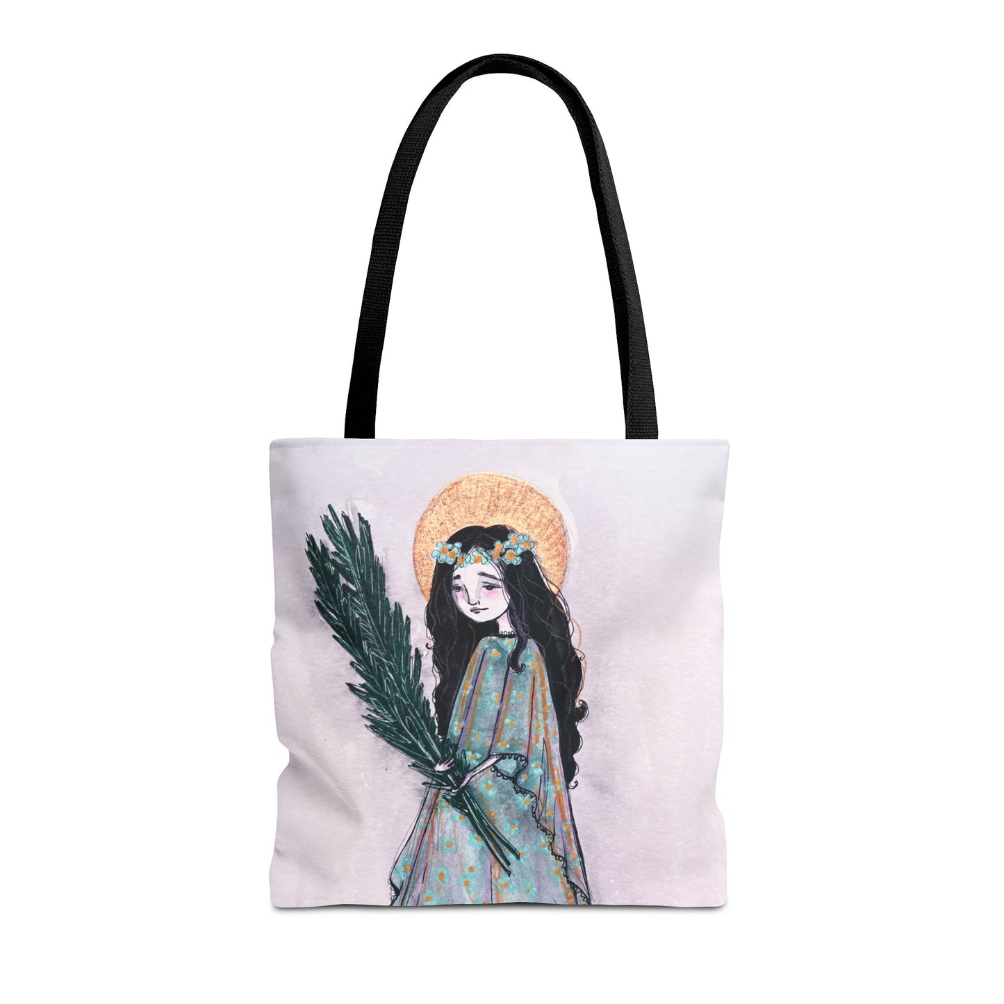 Saint Faith Tote - Hand-Drawn Art - Catholic Tote Bag | Faith Hope and Charity Saint | Christian Devotional Tote | Sanctified Solocosmo