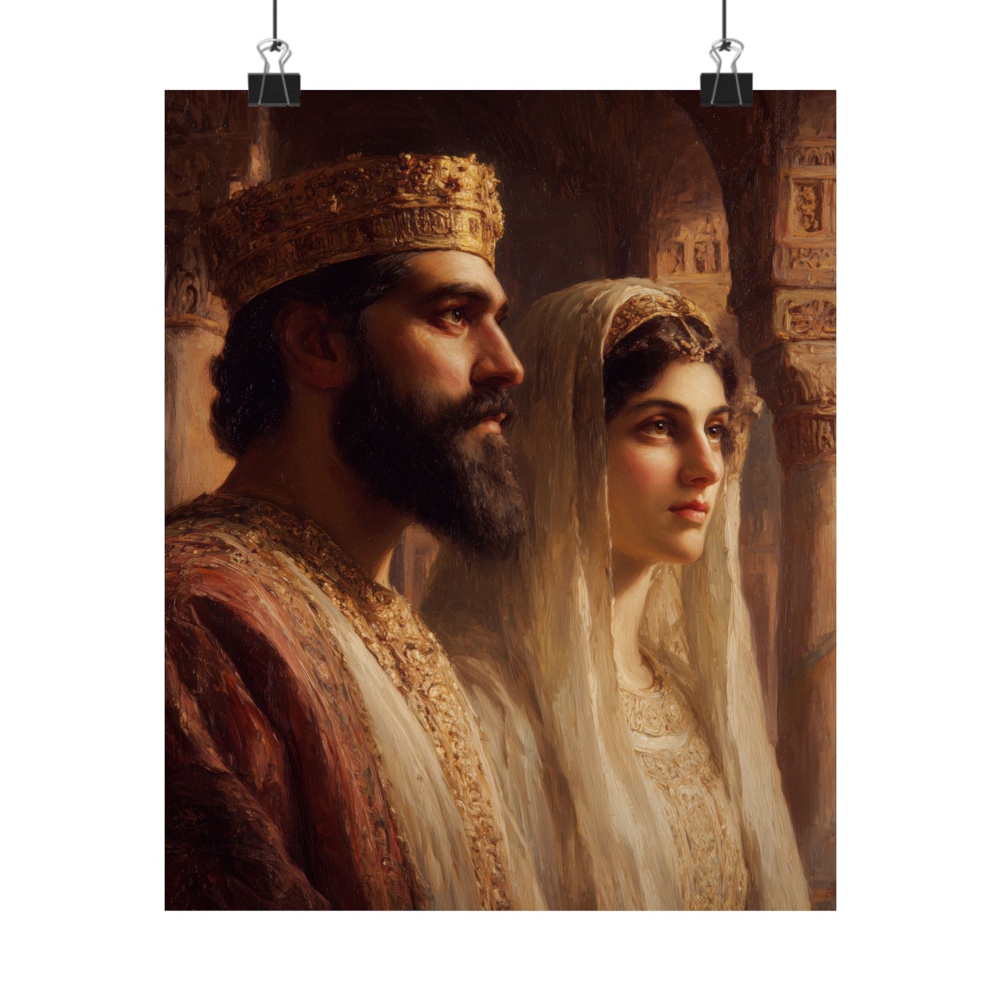 King Xerxes and Queen Esther - Sanctified Souls Print - Multiple Sizes - Premium Matte Vertical Posters