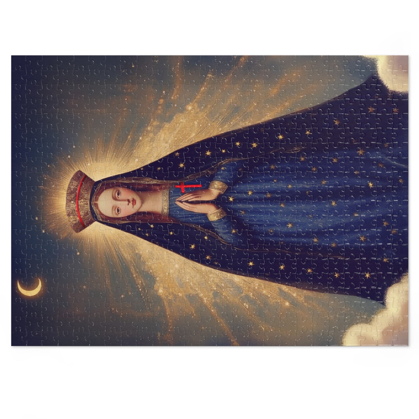 Our Lady of Pontmain - Puzzle and Tin - Religious Jigsaw Puzzle (30, 110, 252, 500,1000) - Gift Catholic Families - Mother Mary Art