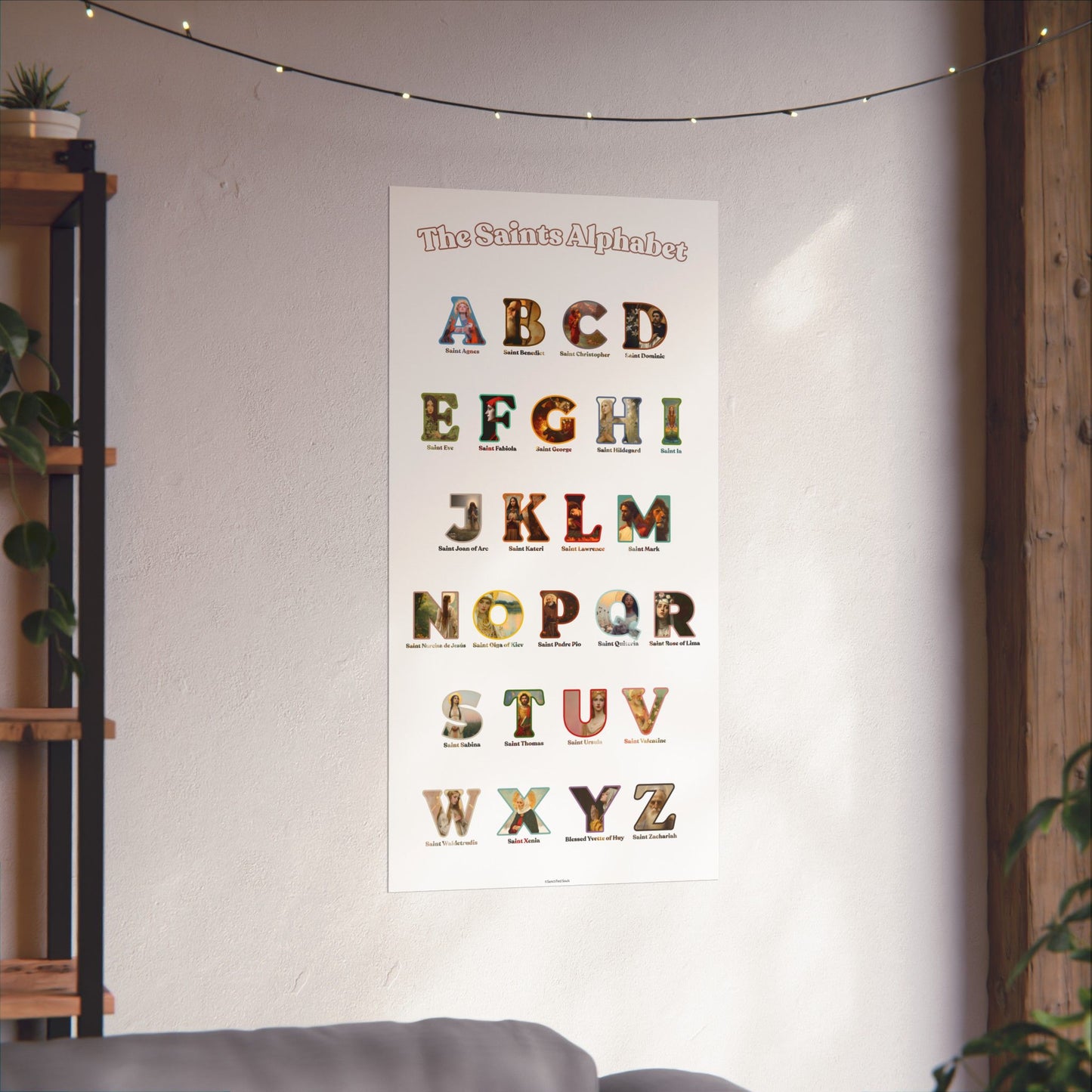 Catholic Saints ABC Print - Alphabet Poster - A to Z Saints Wall Art - Catholic Saints Chart- Classroom / Homeschool - Saints of the Church