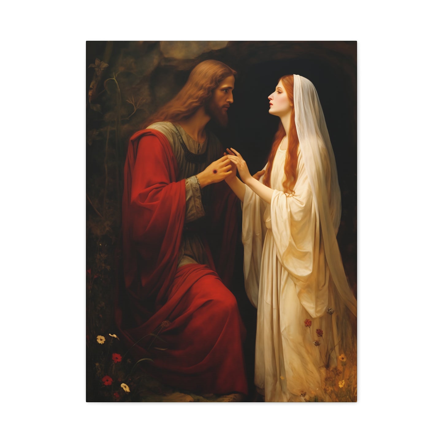 Revelation of Redemption Mary Magdalene and the Risen Christ - Gallery Wrapped Canvas - Sanctified Souls Print - Religious Art for your Home