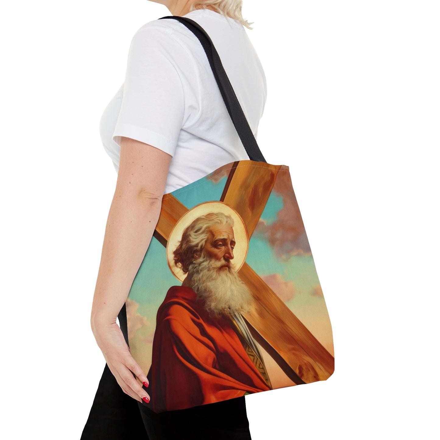 Saint Andrew the Apostle Tote Bag - Large Medium Small Faith Art Bag - Catholic Faith Purse - Religious - Prayer Bag - Devotional