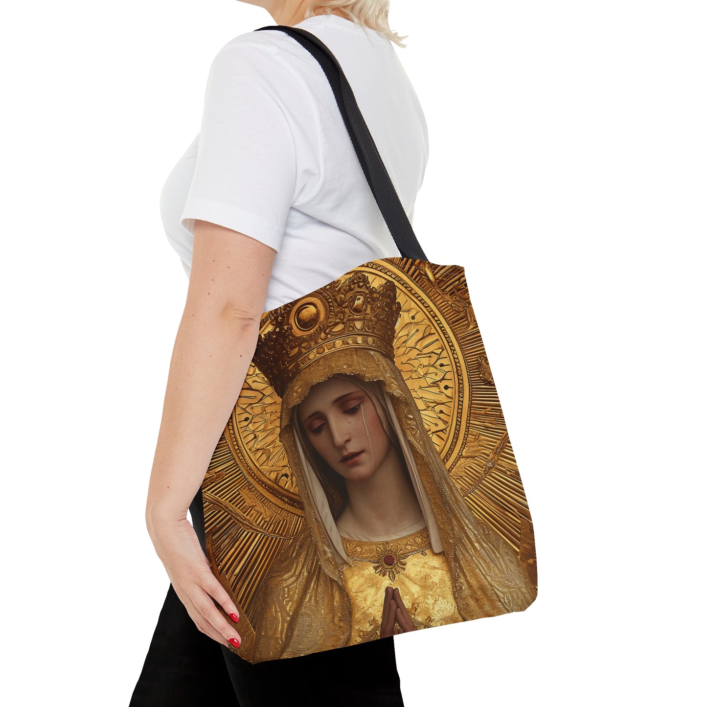 Gate of Eternity - The Golden Mary - Tribute to Our Lady of the Gate of Dawn Tote Bag - Large Medium Small Faith Art Bag - Golden Mary