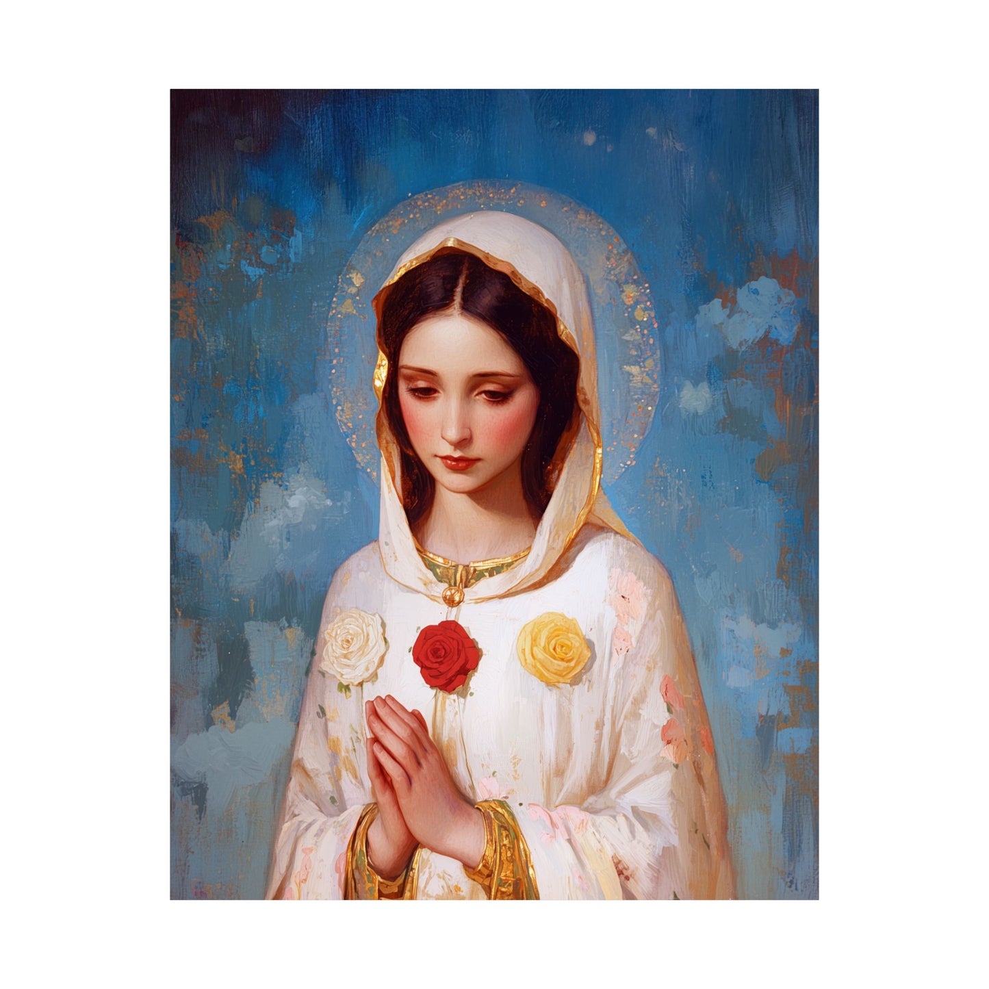 Rosa Mystica - Mystical Rose - Mother Mary - Marian Art - Sanctified Souls Print - Multiple Sizes - Premium Vertical Posters