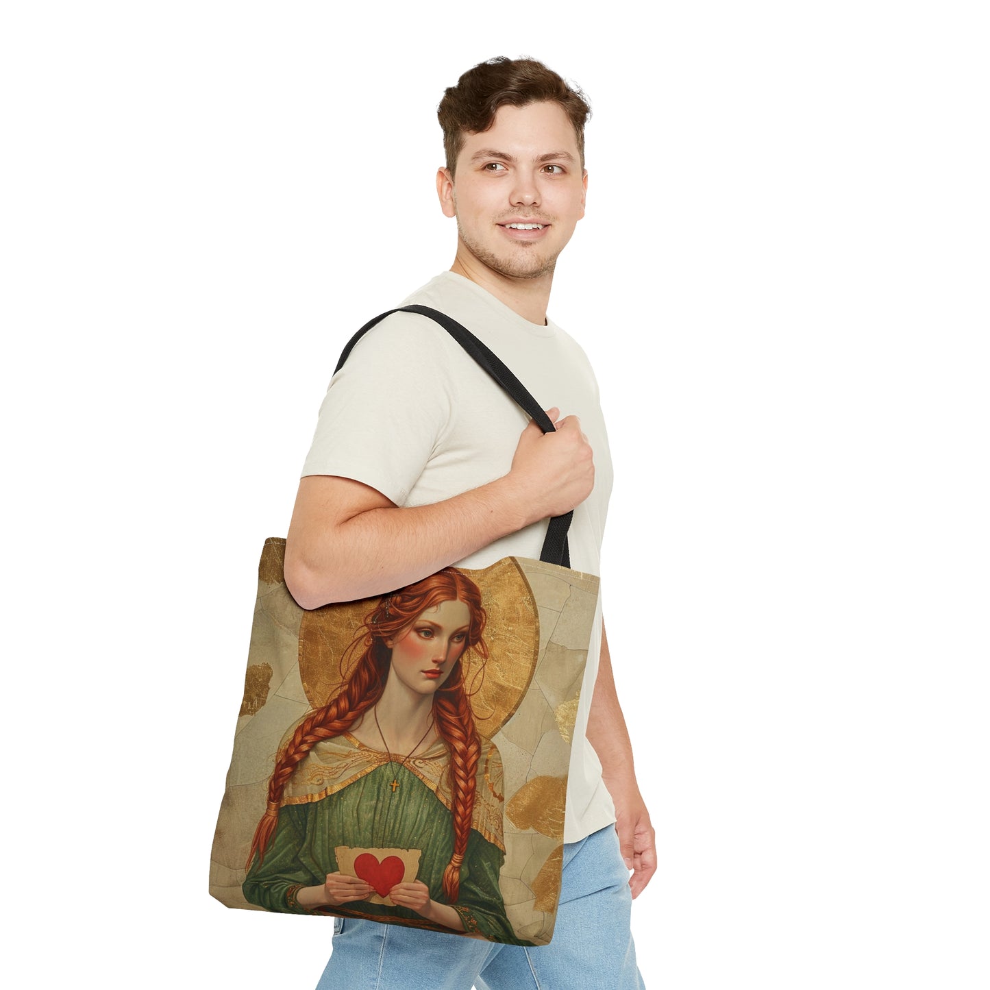 Saint Dwynwen Tote Bag - Three sizes - Large Medium Small Faith Art Bag - Catholic purse - Double Sided - Patron Saint Art