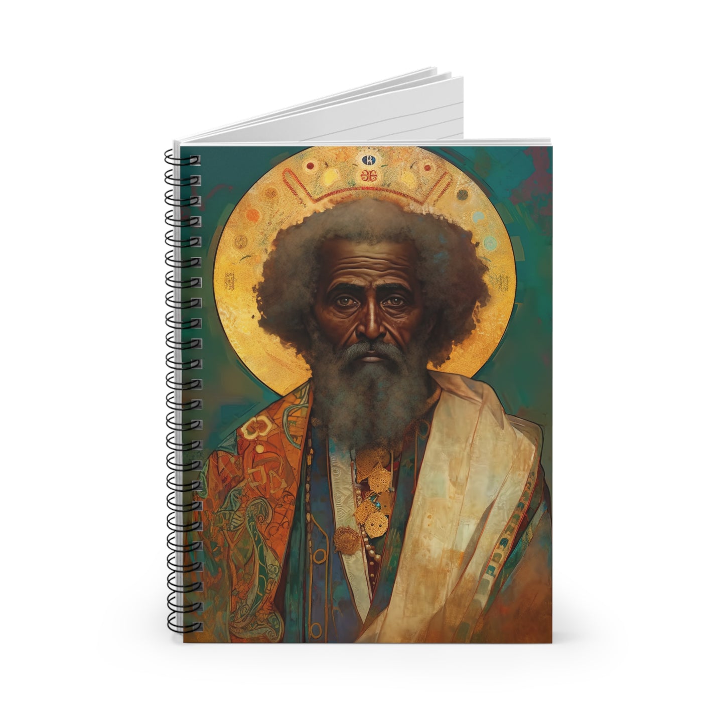 Saint Moses Journal - Sanctified Souls Art - Religious Based Notebook - Spiral Notebook - Ruled Line