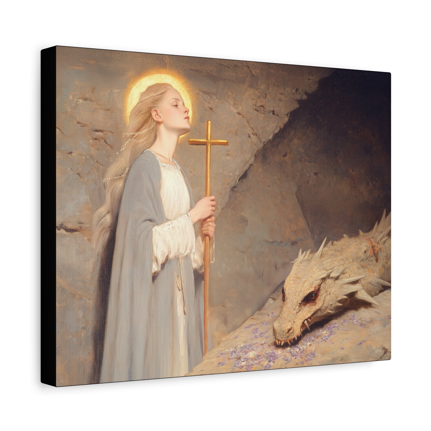 Saint Margaret of Antioch -  Museum Wrapped Canvas - Sanctified Souls Print - Religious Art for your Home - Catholic Patron Saint Art
