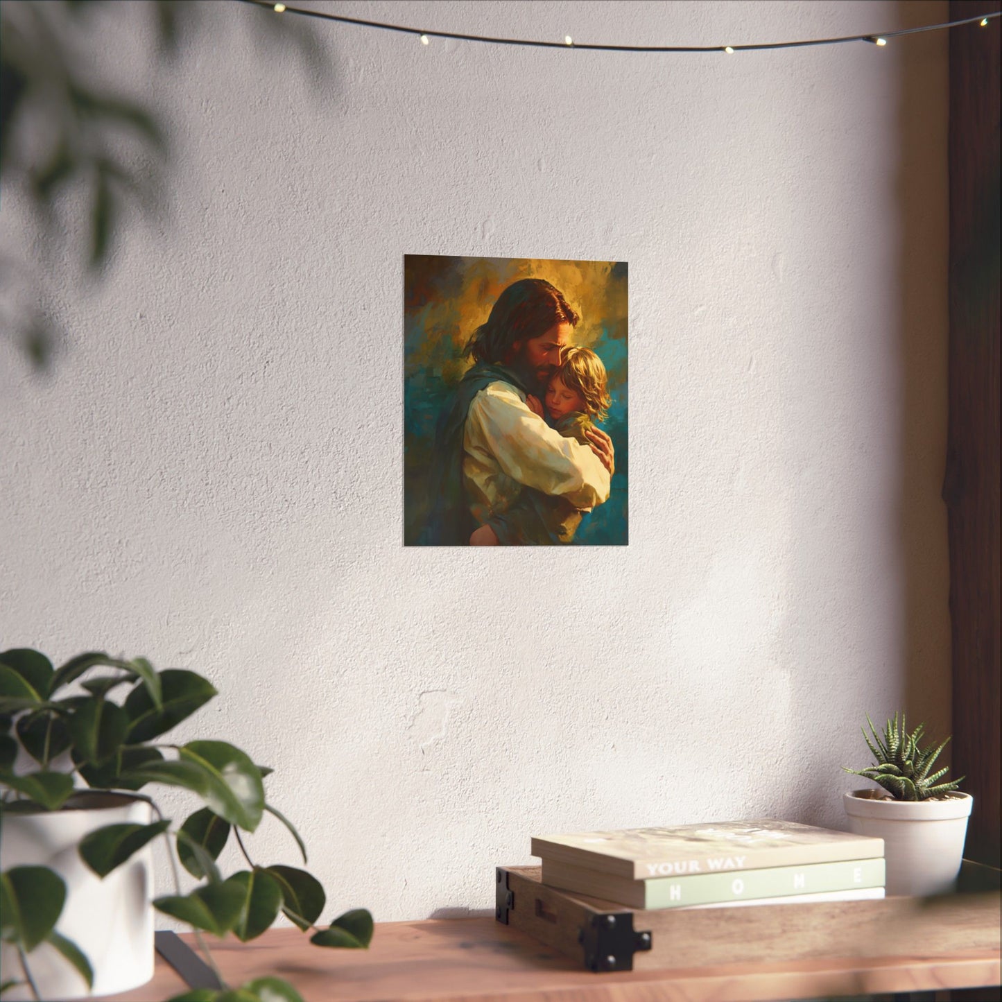Christ's Compassionate Embrace Poster Print - Sanctified Souls Print - Multiple Sizes - Premium Posters - Catholic Art - Christian painting
