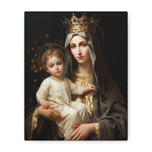 Our Lady of Mount Carmel - Museum Wrapped Canvas - Sanctified Souls Print - Mary the Blessed Virgin