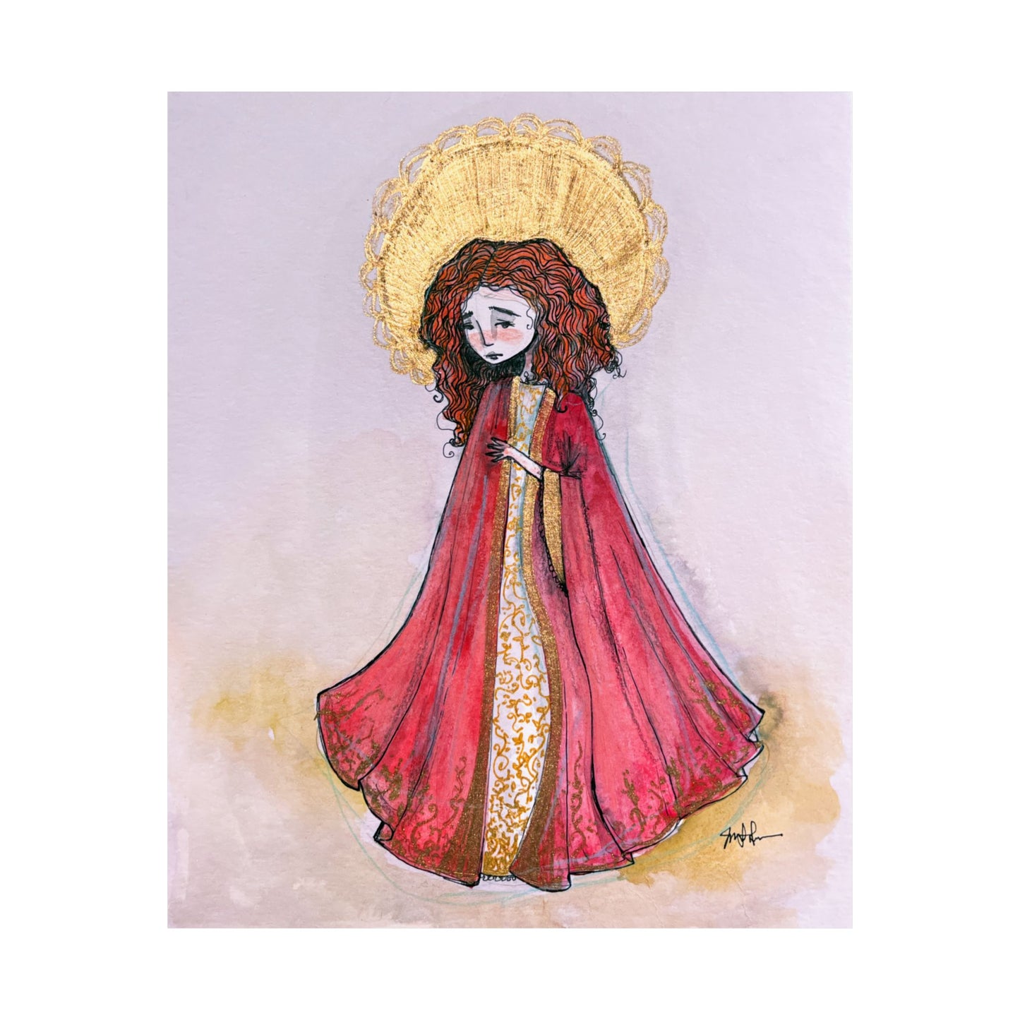 Saint Bibiana Hand-Drawn Catholic Art Print | Christian Devotional Wall Art | Sanctified Solocosmo Religious Poster