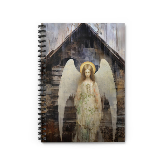 The Unseen Protector Journal - Sanctified Souls Art - Religious Based Notebook - Spiral Notebook - Ruled Line - Guardian Angel Print Book