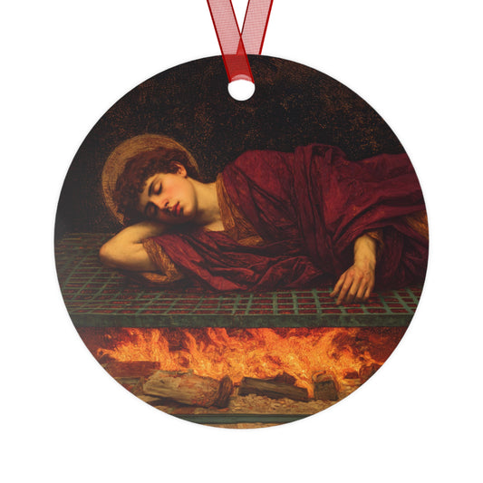 Saint Lawrence Metal Ornament - Religious Holiday Christmas Ornament and Keepsake - Prayer Ornament