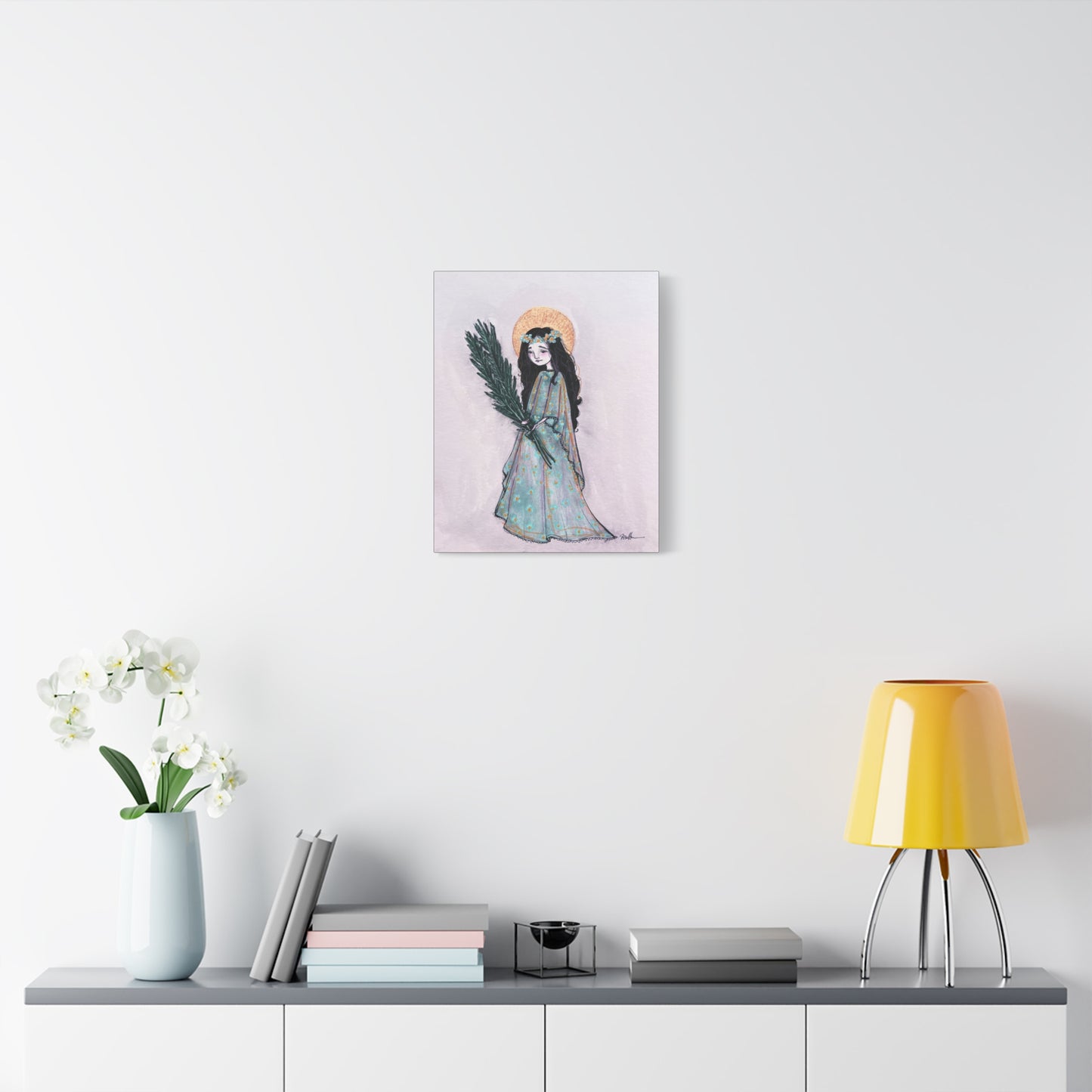 Saint Faith Canvas Print - Hand-Drawn Art - Catholic Print | Faith Hope and Charity Sacred Art | Sanctified Solocosmo Religious Artwork