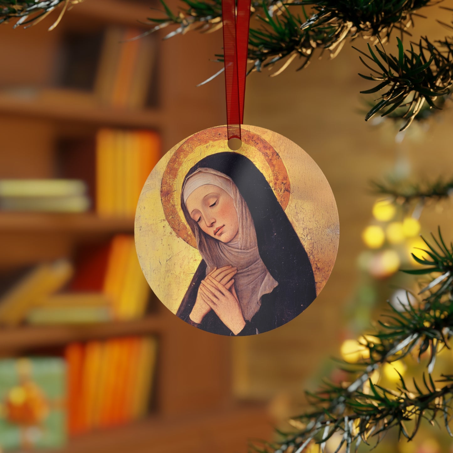 Saint Syncletica of Alexandria - Desert Mother Metal Ornament - Religious Holiday Christmas Ornament and Keepsake - Prayer Ornament