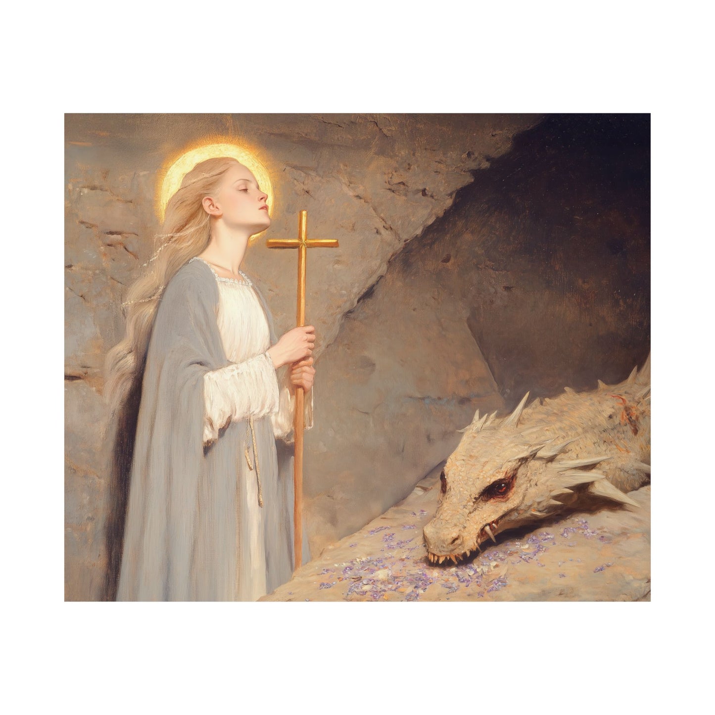 Saint Margaret of Antioch - Sanctified Souls Print - Multiple Sizes - Premium Posters - Catholic Art - Christian Home Decor Artwork