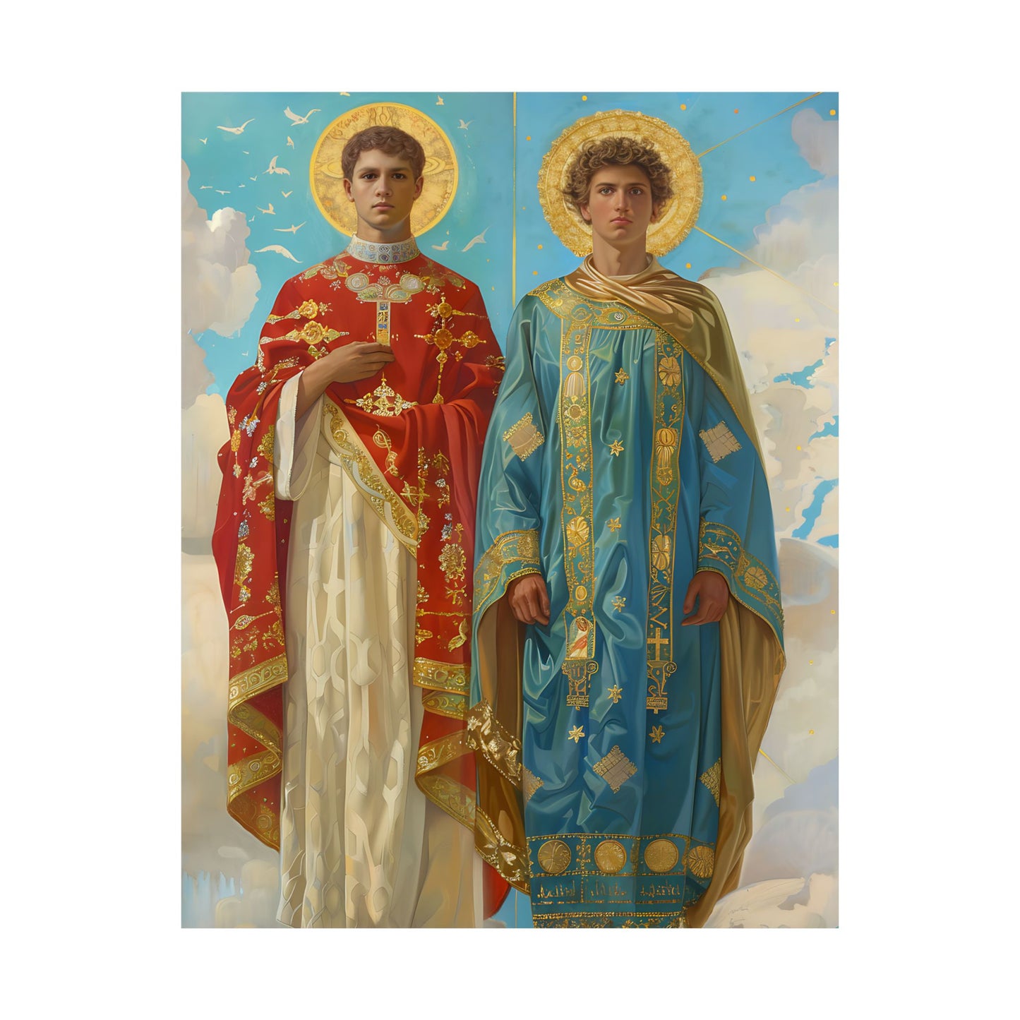 Saints Faustinus and Jovita - Sanctified Souls Print - Multiple Sizes - Premium Matte Vertical Posters - Catholic Art for the home