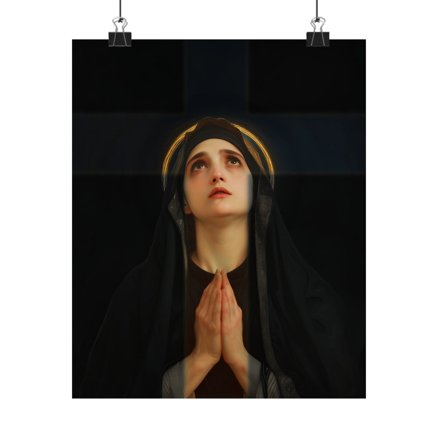 Our Lady of the Cross - Mother Mary  - Our Lady of the Crucifix - Marian Art  - Sanctified Souls Print - Multiple Sizes - Premium Posters