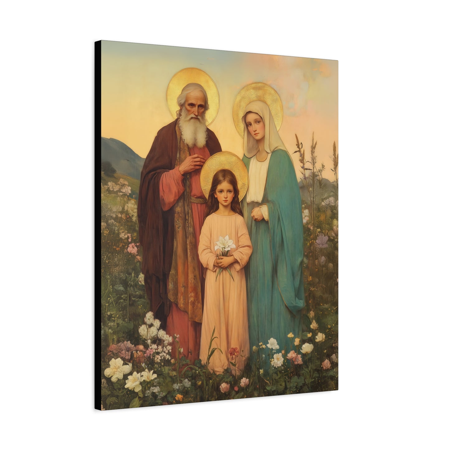 Saints Joachim and Anne with Young Mary - Gallery Wrapped Canvas - Print - Religious Art for your Home - Catholic Art