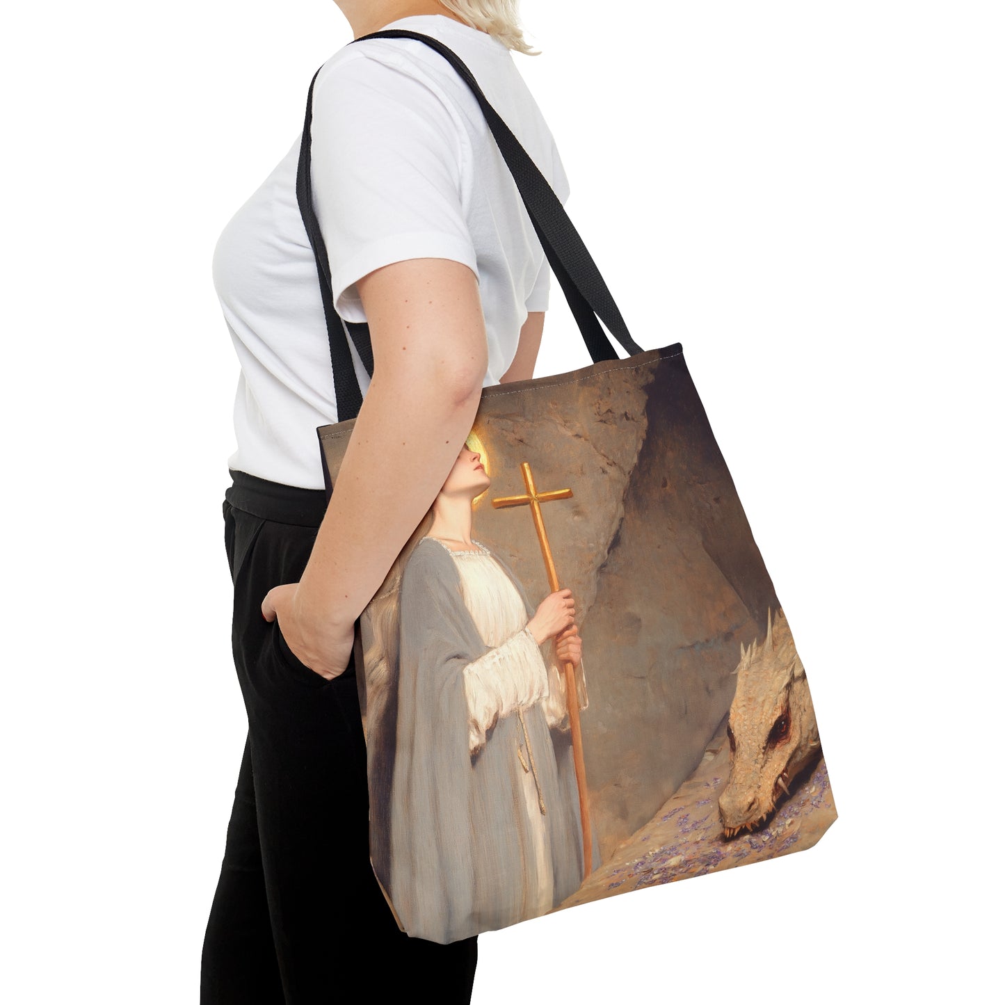 Saint Margaret of Antioch - Tote Bag - Large Medium Small Faith Art Bag - Bible Study Faith Purse - Double Sided