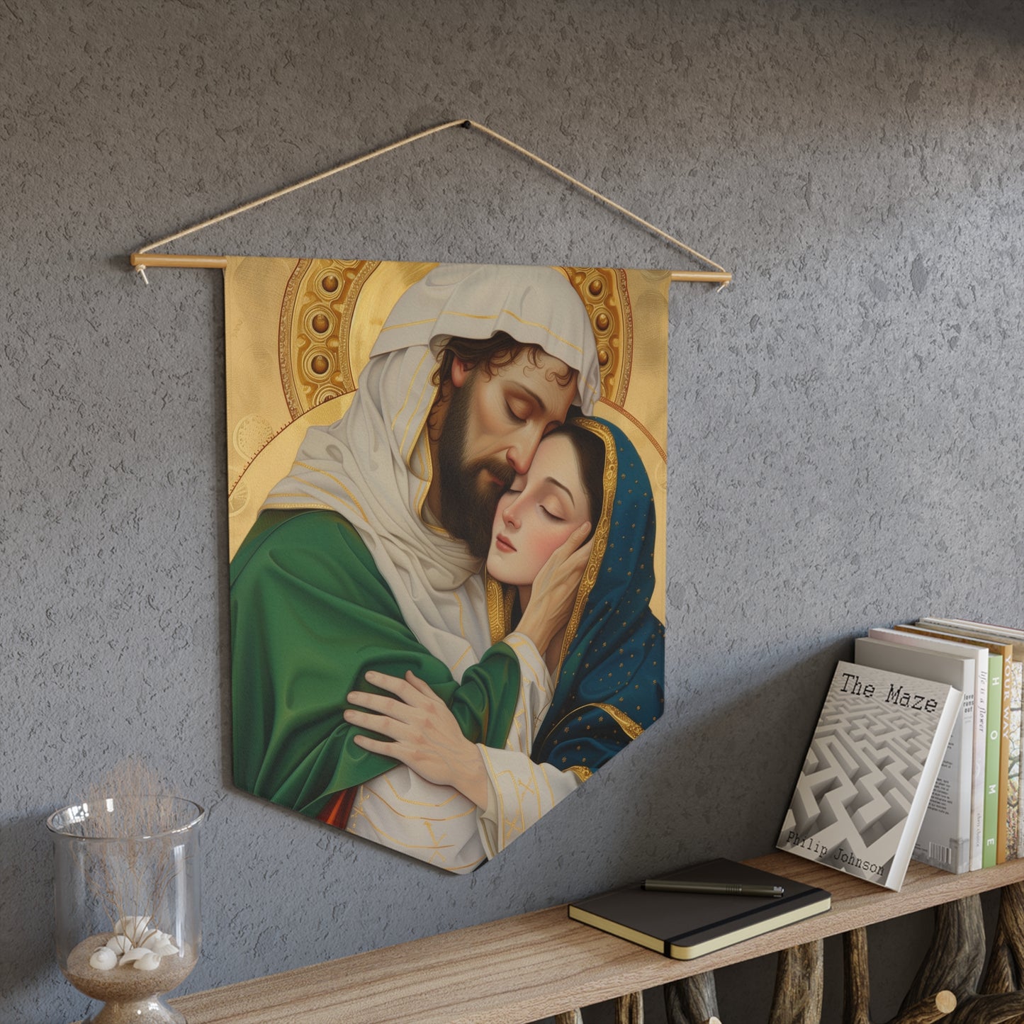 Saints Aquila and Priscilla Wall Banner / Wall Hanging / Pennant - Religious Art for your home - Catholic Art - Large - 18" x 21"