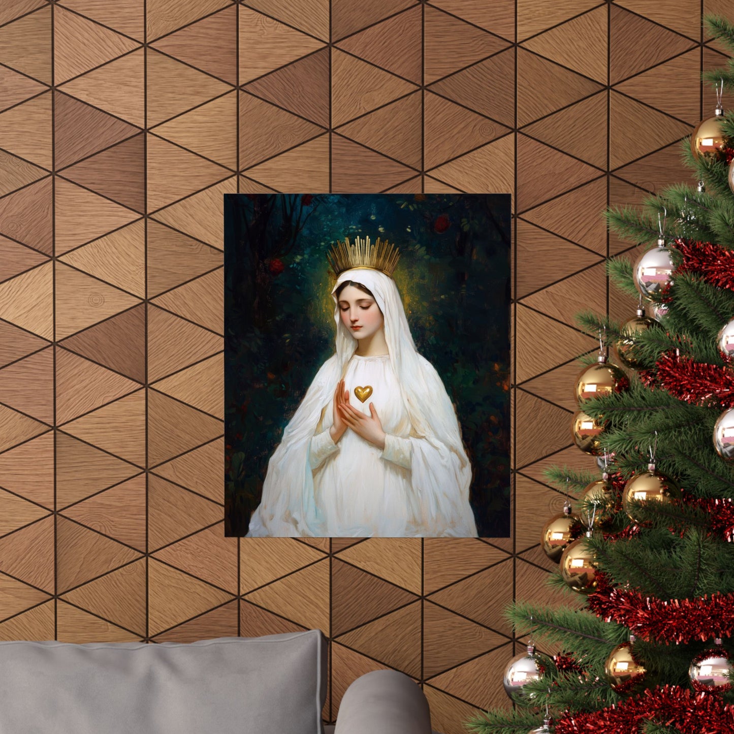 Our Lady of Beauraing - Our Lady of the Golden Heart - Marian Art - Sanctified Souls Print - Multiple Sizes - Premium Vertical Posters