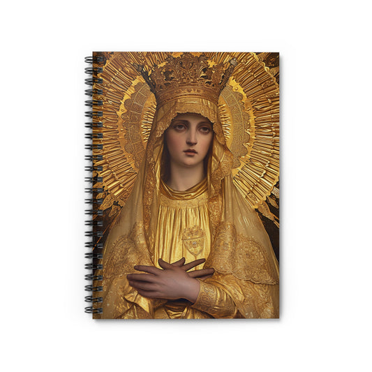 Golden Mary - Radiant Tribute to Our Lady of the Gate of Dawn Journal - Religious Based Notebook - Spiral Notebook - The Golden Virgin