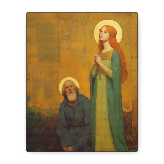 Saints Justina and Cyprian - Multiple Sizes - Catholic Home art - Museum Wrapped Canvas - Sanctified Souls Print - Catholic Martyr Art