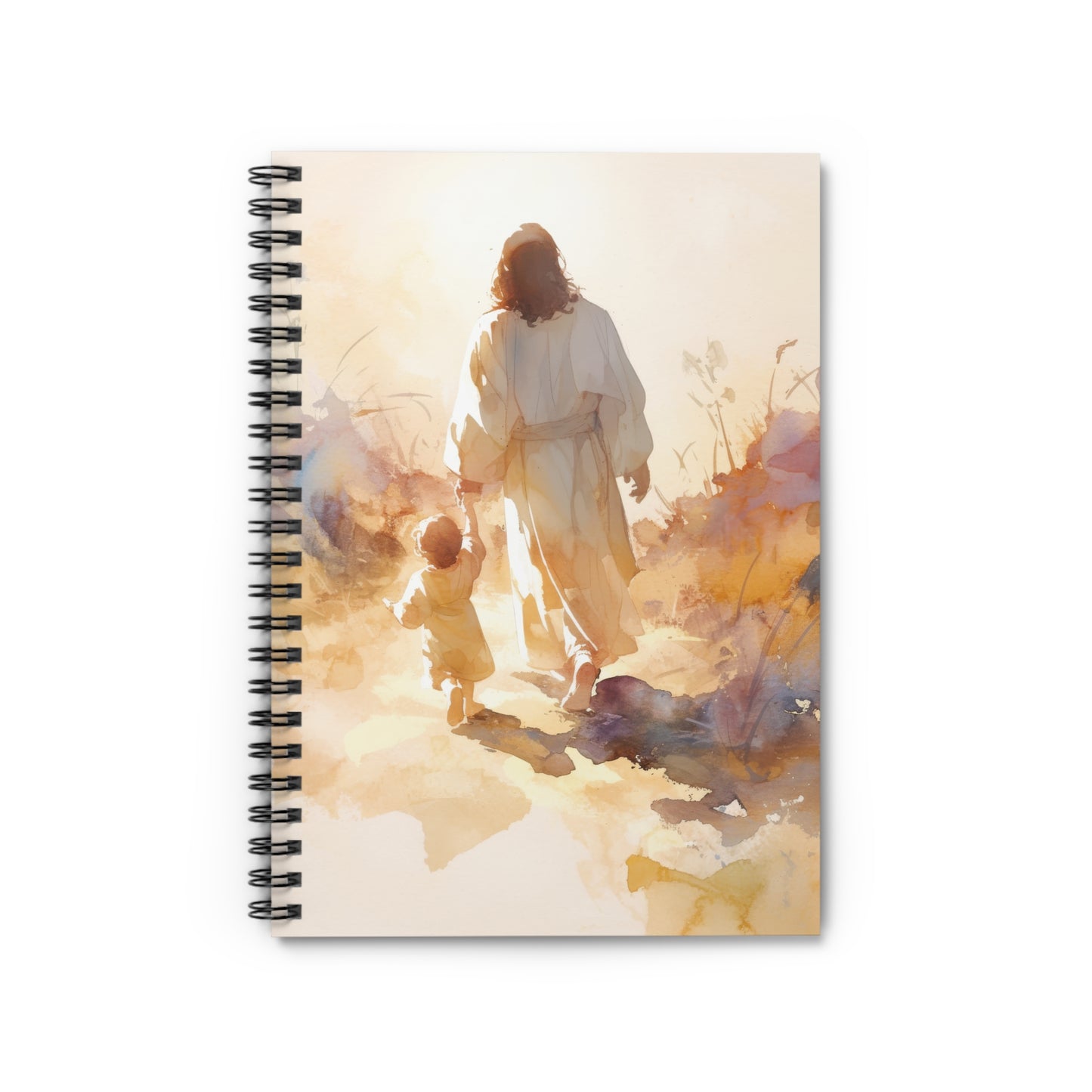 Jesus Guiding a Child in Faith - Christ and Child - Sanctified Souls Art - Religious - Spiral Notebook - Ruled Line - Religious art
