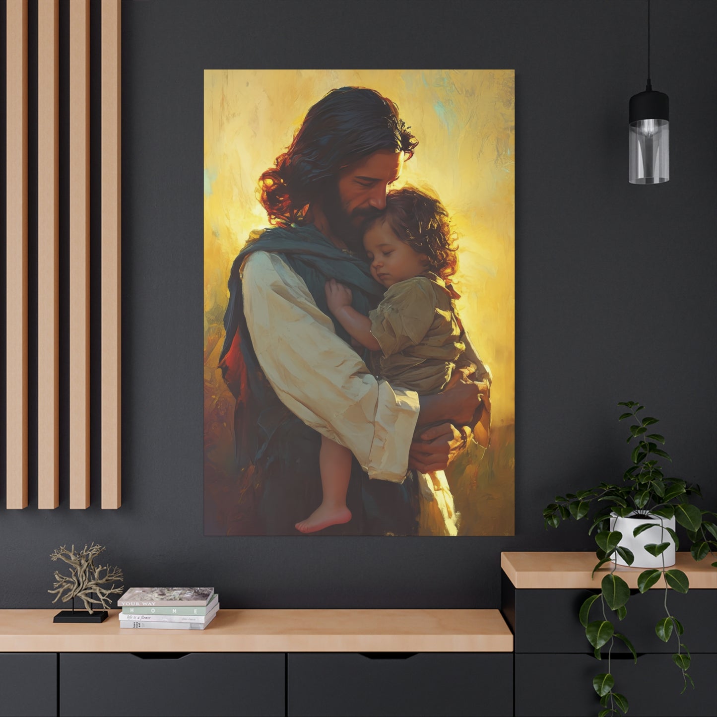 Divine Protector of the Innocent - Christ and Child - Museum Wrapped Canvas - Print - Religious Art for your Home - Christian art print