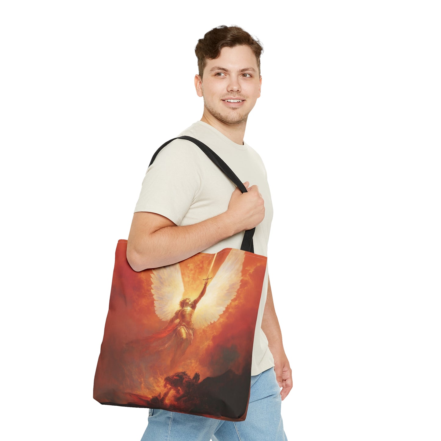 Saint Michael the Archangel - Tote Bag - Large Medium Small Faith Art Bag - Bible Study Faith Purse - Double Sided