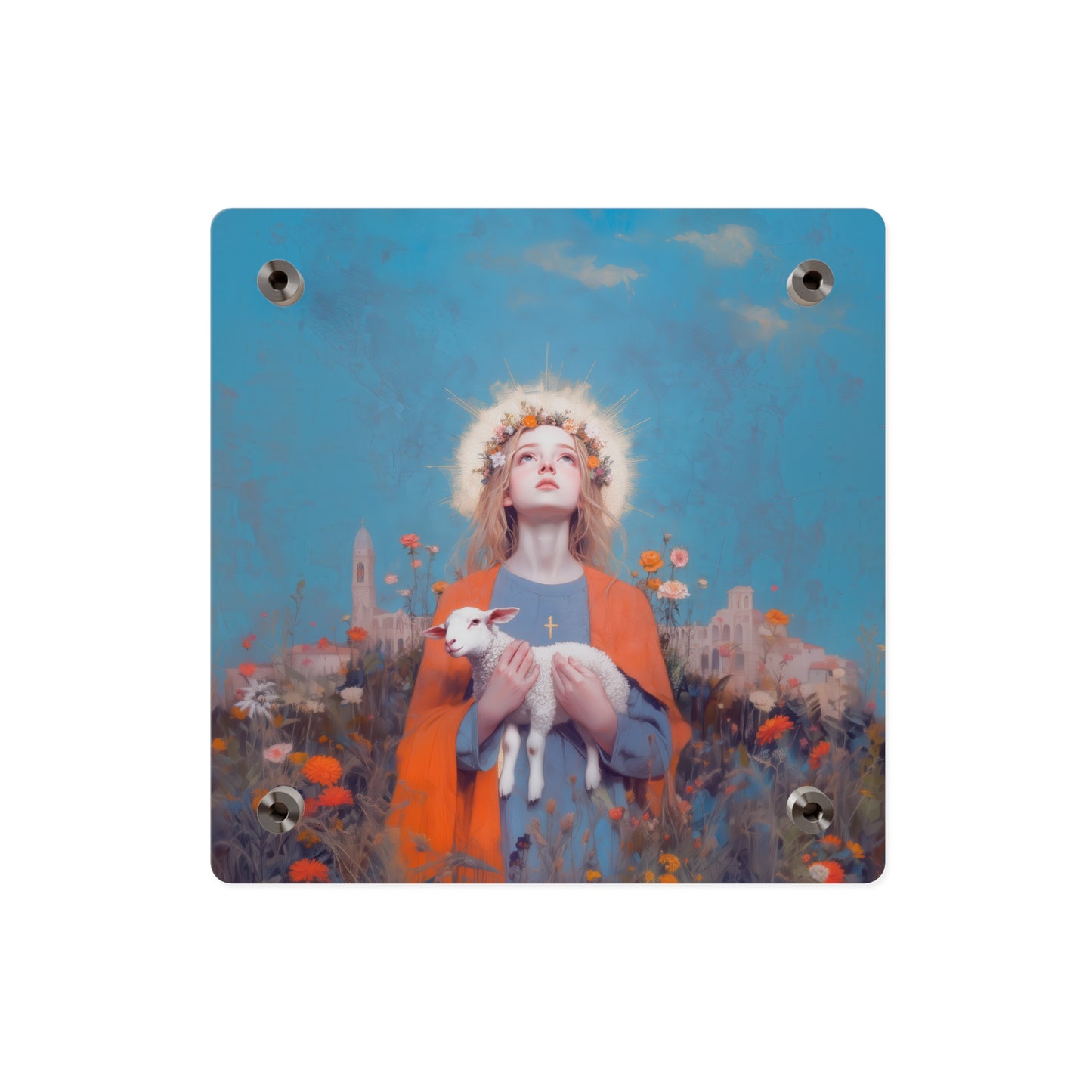 Saint Agnes of Rome Wall Art Panel - Ready to Hang Acrylic Print - Catholic Saint Art - Patron Saint Print - No Frame needed