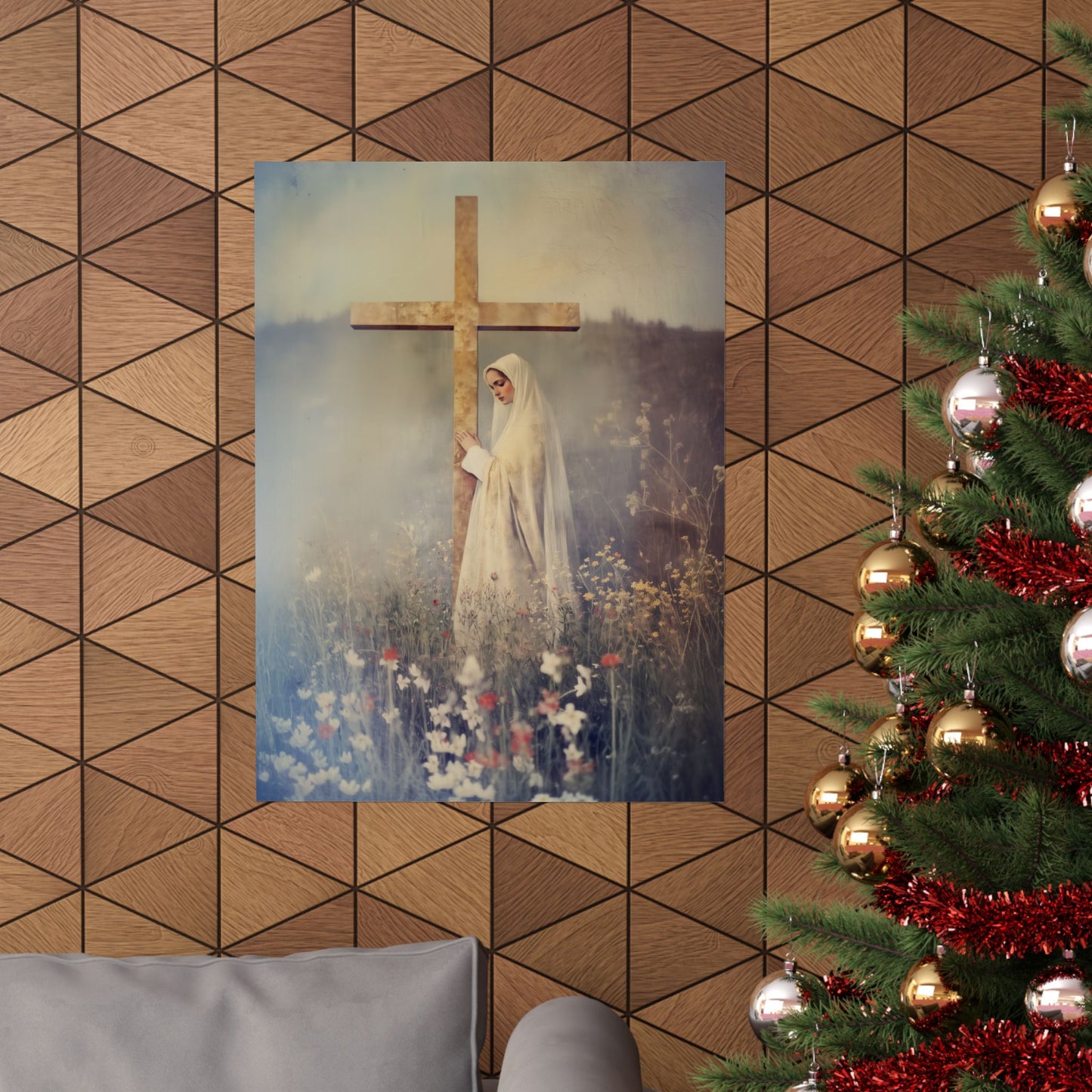 The Feast of the Exaltation of the Holy Cross - Sanctified Souls Print - Multiple Sizes - Premium Posters - Catholic Art - Christian Home
